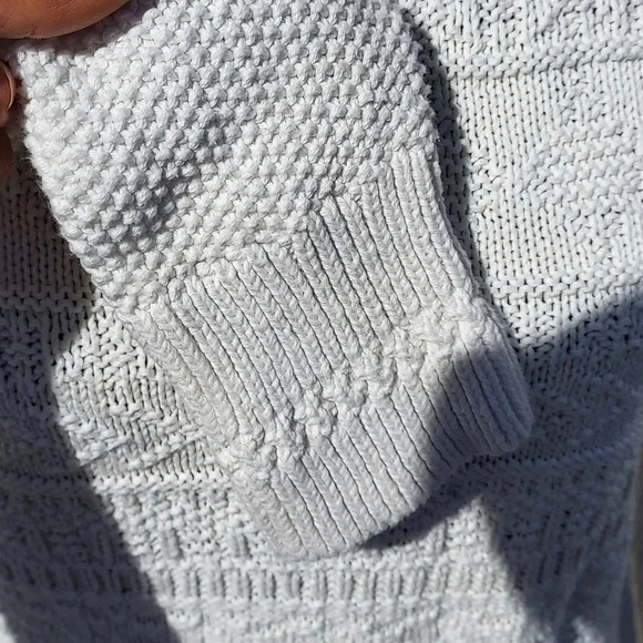 Talbots Button Shoulder Cable Knit Sweater Medium Cream Color - Picture 6 of 8